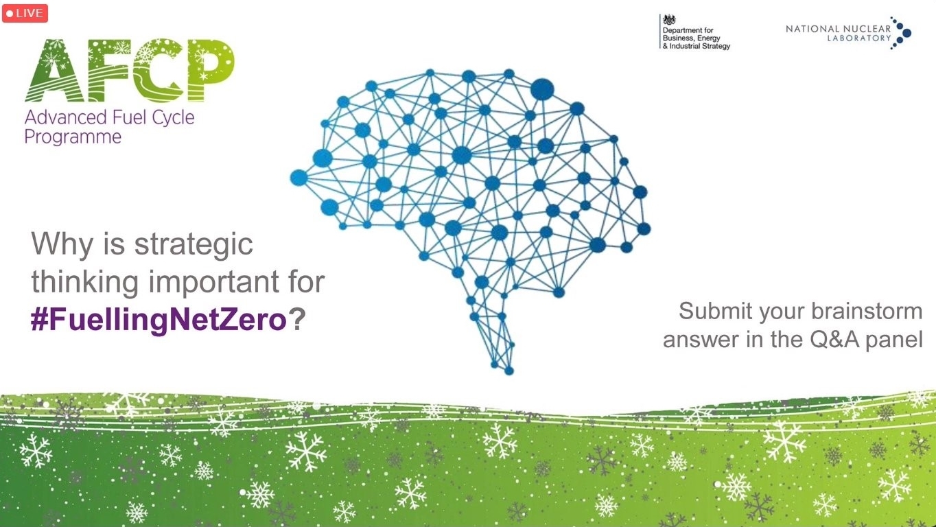 A screenshot of one QTM brainstorm session, which poses the question "Why is strategic thinking important for #FuellingNetZero?"