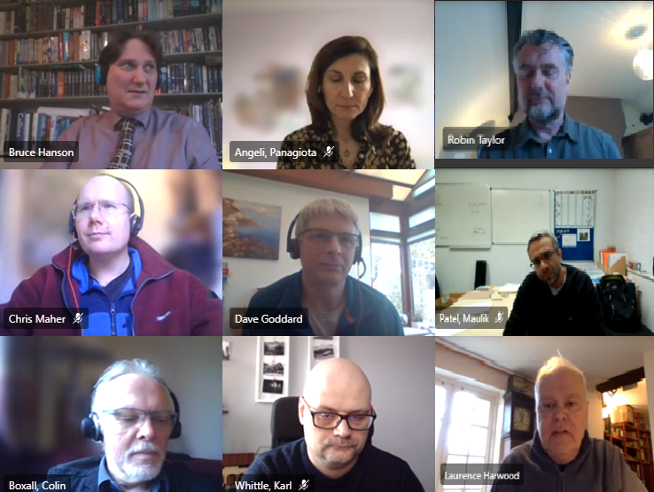 Screenshot taken of the ATLANTIC consortium's virtual meeting, showing nine people on camera for the event.