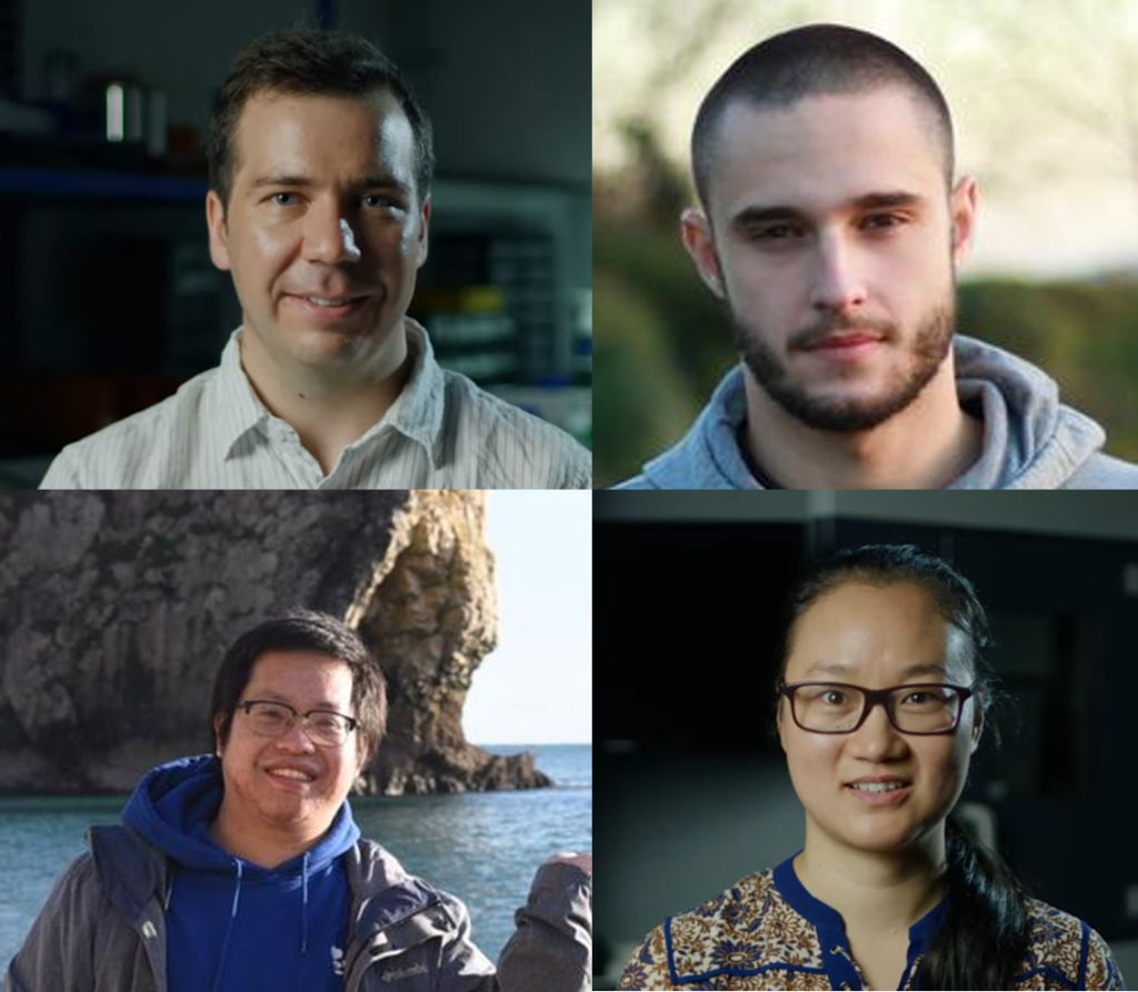 Photos of AFCP’s coated particle fuel team at the University of Bristol, clockwise from top left: Dr Alex Leide, Paul Forna Kreutzer, Dr Lilly Liu, Guanjie Yuan