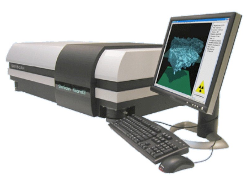 Photograph showing a computer monitor and equipment - NNL's high-resolution x-ray CT capability - that is included in this user access call.