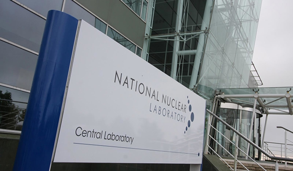 Photograph of the entrance sign at the National Nuclear Laboratory Central Laboratory site.