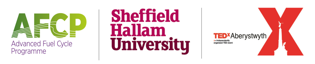 AFCP, Sheffield Hallam University, and TEDx Aberystwyth logos