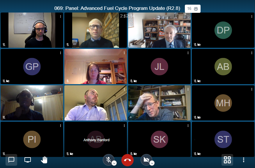 Screenshot of AFCP's panel session at WMS, showing 16 icons of people on video call to present at the event.