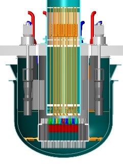 A digital image showing the Westinghouse Lead Fast Reactor from a side view