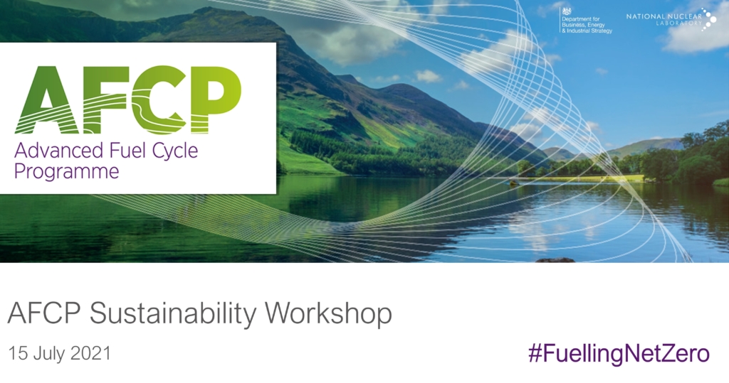 AFCP logo over a photograph of a Cumbria landscape. Underneath is the text: AFCP Sustainability Workshop, 15 July 2021, #FuellingNetZero.