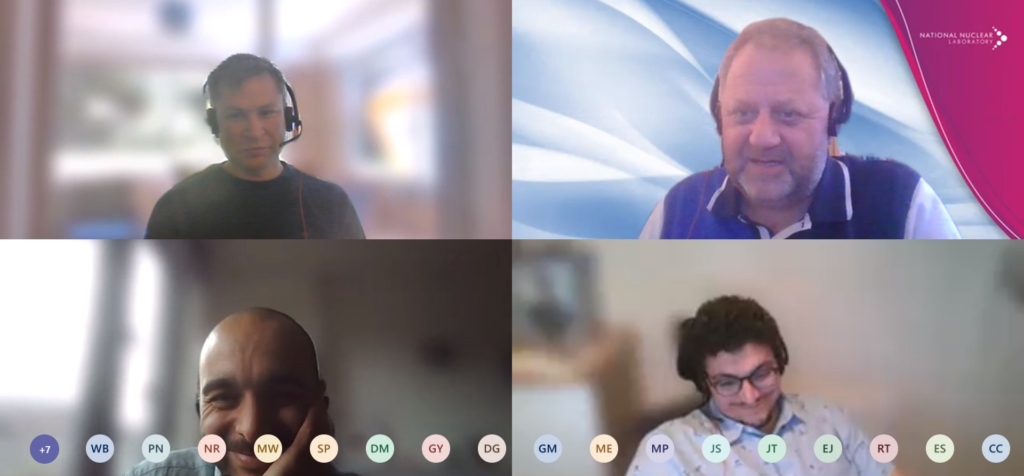Screenshot of AFCP's virtual workshop, showing Luke O'Brien (top left), Anthony Banford (top right), Andrea Paulillo (bottom left) and Jonathan Macdonald-Taylor (bottom right).